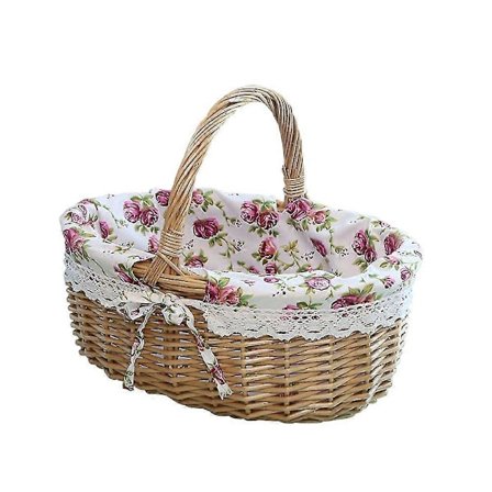 Flet Picnic Kurv Med Håndtag Pileflet Picnic Kurv Håndvævet Påskekurv Påskeæg Og Slik Kurv Børnelegetøj Opbevaringsboks Gavekurv Type 2