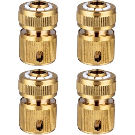 4 st mässingskopplingar för slang, snabbkopplingar för slangände, 1/2 tum, snabbkoppling för slang för trädgårdsskötsel, bevattning i hemmet, biltvätt