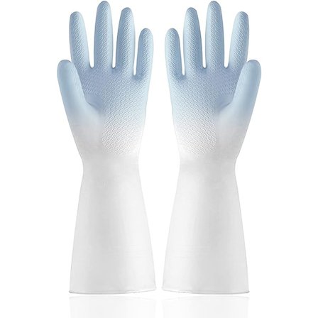 1 par lange gummihansker rengjøring oppvask kjøkken oppvask vanntett sklisikker gjenbrukbar for oppvask matlaging husholdning hånd oppvaskmaskin hjem