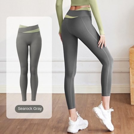 Höft Naken Lyftning Yoga Kostym Tight Kontrast Byxor F5