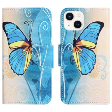 iPhone 15 Lompakkotelineen kotelo Kuviollinen puhelimen kansi - Butterfly Blue