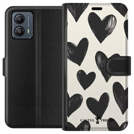 Kompatibelt Lommeboketui til Motorola Motorola Moto G53 Cactus and Friends - Bold Black Love Pattern