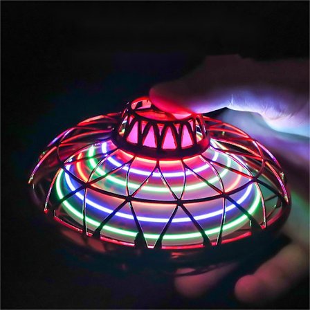 Flyvende Spin Mini Drone til Børn, Magisk LED-Lys Flyvende Fidget Spinner, Manuelt Manøvreret UFO-Drone, Udendørs Indendørs (rød)