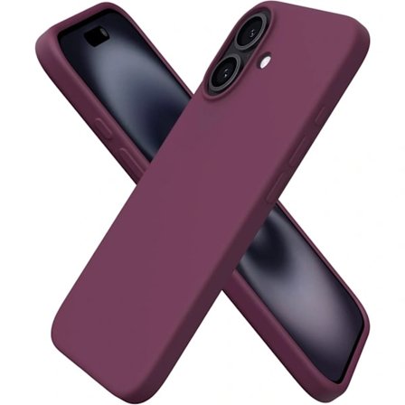 iPhone 16 Skal 6.1 " Mjukt Silikonskal med 3 Lager och Full Täckning - Vinröd