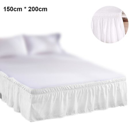 Sängkjol Vit Omslag Damm Volanger, 150200cm Fall Lättinstallerad Sängkjol Åktur/Blekskydd, Maskintvättbar Vit
