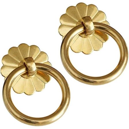 2 st Vintage Kommod Låda Skåp Ring Handtag Mässing Huvud Handtag Ring Dörrknopp Möbelknoppar Med Skruvar För Kök Låda Skåp Cupboa