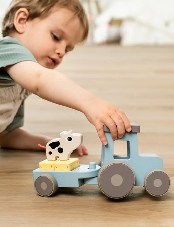 Done by Deer Tiny Farm Tractor Dotti Blue - Blue - ONE SIZE