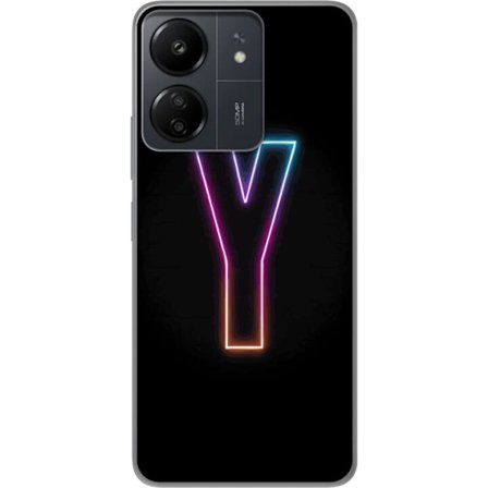 Kompatibel Mobilcover til Xiaomi Redmi 13C Minimalistisk neonbogstav Y i farveskiftende lys mod sort baggrund
