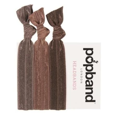 Popband-hårband - UNIVERSAL - 3-pack - Mjuk och stretchig - Silikonbaksida - Brun kastanj
