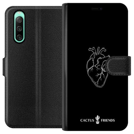 Kompatibelt Lommeboketui til Sony Sony Xperia 10 IV Kaktus og Venner - Midnatt Anatomisk Hjerte