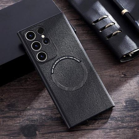 Magnetisk Magsafe-deksel Kompatibelt med Samsung Galaxy S23 Ultra, Pu Lær Prorective Cover