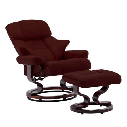 Vidaxl Reclinerfåtölj Med Fotpall Vinröd Konstläder Och Böjträ Röd