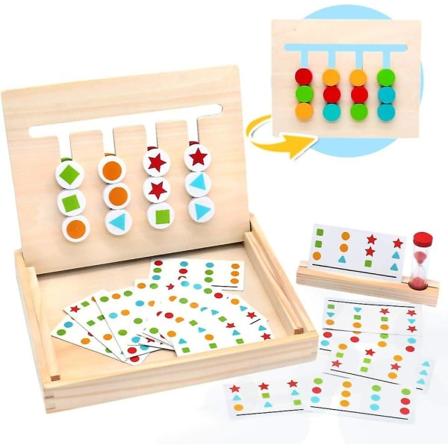 Pedagogiskt spel för barn, träbräde, sorteringspussel med timglas, 2 3 4 5 år gamla