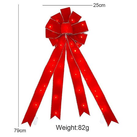 LED Röda Rosetter Juldekorationer Trådbunden Sammetsrosett LED-lampor Kransar Utomhus, Gr-FD-