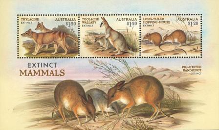 Australien - Uddøde pattedyr - Postfrisk miniark