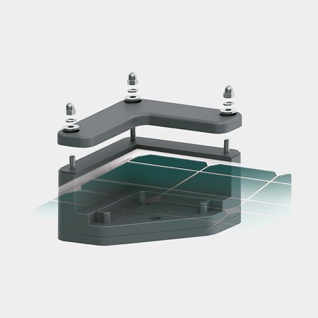 Monteringsbeslag til solceller hjørne Uniteck Unifix 1C, plast, 4 stk., til plan overflade, med Sikaflex
