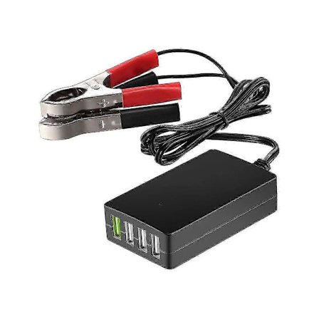 Bärbar DC med batteriklämma, 12V/24V till 5V 4-portars USB-laddare Multiportadapter för andra smarttelefoner