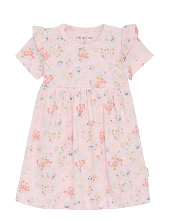 Dress Ss Aop Rib Pink Minymo