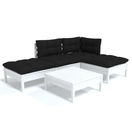 Vidaxl Loungegrupp Med Dynor 5 Delar Vit Massiv Furu Vit