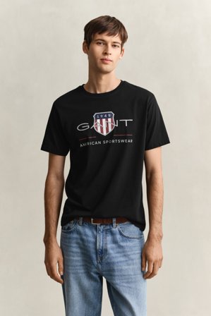 GANT Herren T-Shirt (S) Schwarz