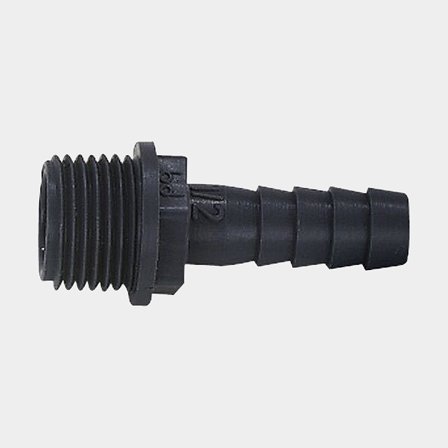 Connector nipple for tanks CAN-SB, straight, 3/4", Ø12 mm, black, plastic