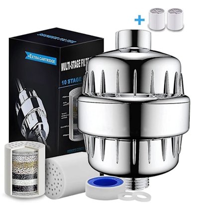 10-stegs duschfilter, vattenrenare, filtrerar kalk och återfuktar huden, duschhuvudfilter