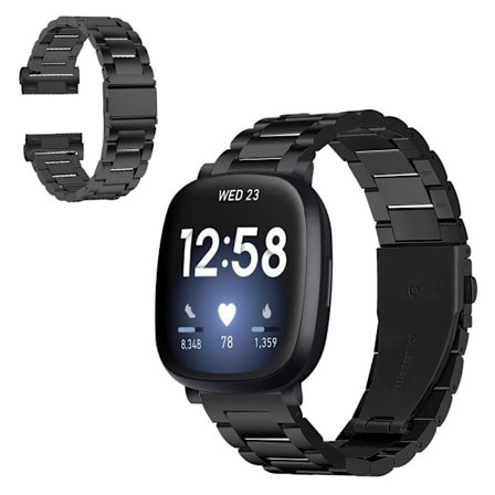 Fitbit Versa 3 / Sense unique rostfritt stål klockarmband - svart