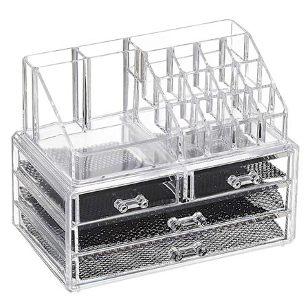 Sminkeoppbevaringsboks Kosmetikkoppbevaringsskuff Flersjikts smykkeskrin Transparent skrivebordssminkeoppbevaringsboks