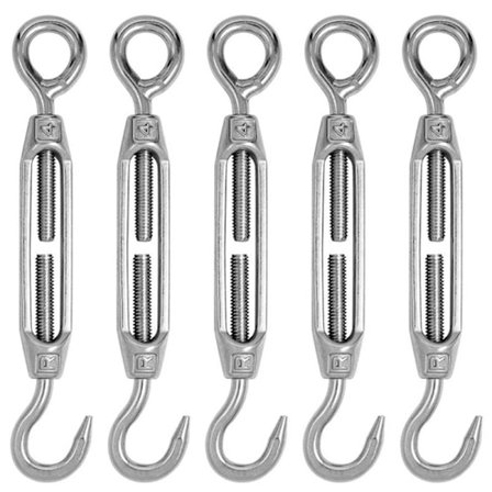 Stk. Wire Strammeskrue M4 Rustfritt Stål Justerbar Strammeskrue Krok og Øye Sett Kraftig