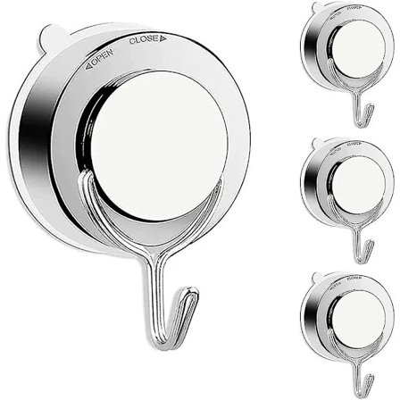 [CA] 4 stk Håndklekroker uten boring, Håndkleholder med sugekopper, Vakuum sugekopp kroker, Ekstra sterk håndkleholder (forkrommet)