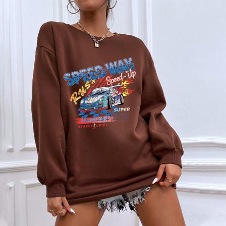 Kvinnor Bil Print T-shirt Bokstäver Printed Toppar