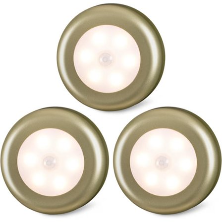 Rörelsesensorlampor inomhus, batteridriven LED-lampa för under skåp, skåp, garderob, trappor, garderob, kök, hall 3-pack