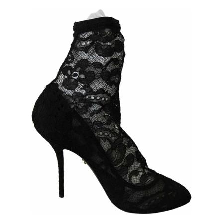Dolce & Gabbana Black Lace Taormina High Heels Pumps Sort, Dame, Størrelse: 37 EU