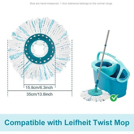 Bekvemt sett med to moppehoder for Leifheit Clean Disc Mop Ergo