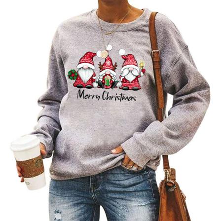 Långärmad T-shirt För Damer Jultröja Med Print Av Jultomten