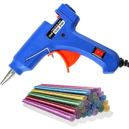 20W limpistol, minilimpistol med 30 limpistenger, varmepistol for reparasjon, håndverk, DIY (blå)