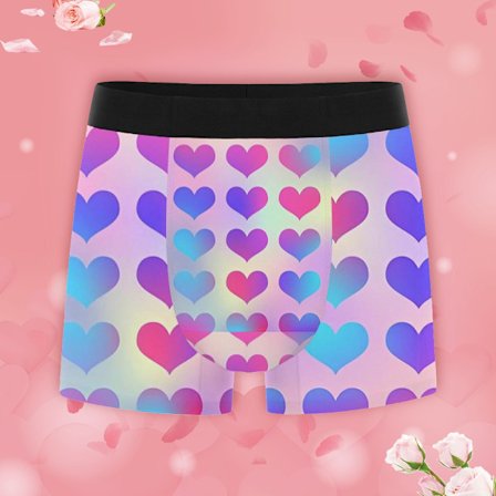 Andningsbara herrtrunkar med hjärtmönster, stretchiga underbyxor med elastisk midja, snabbtorkande kalsonger, perfekt present till män på födelsedag 