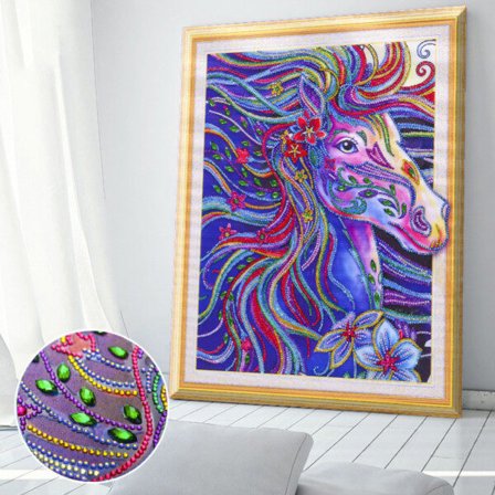 Stor luksuriøs 5d diamantmaleri Diamond Painting Horse 47x57
