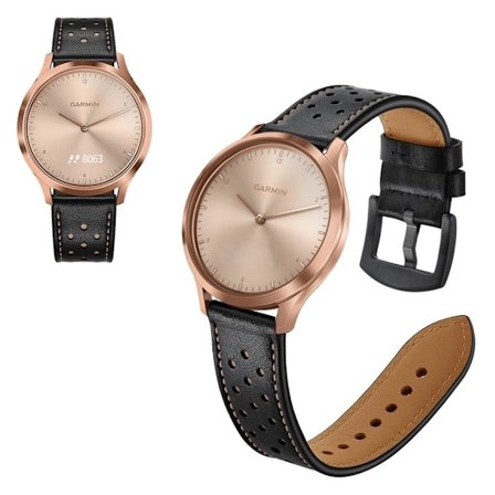 Garmin Vivoactive 3 / Vivomove HR ekte skinn klokke band - Svart