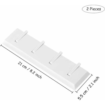 2-pak sammenklappelig vægkrog, vægmonteret tøjkrog, vægmonteret knagerække, uden huller, selvklæbende, med 4 indtrækkelige kroge (hvid)
