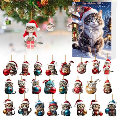2425 Uusi joulukalenteri Countdown Blind Box Söpö kissa akryylinen riipus Joulukuusen koriste Reppu Auton riipus Style 1