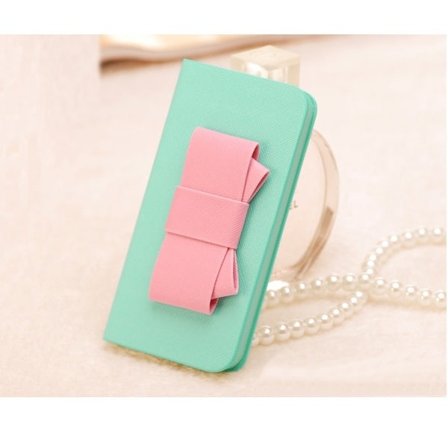 Sweet Hybrid Bow Plånboksfodral till Apple iPhone 4S / 4 (Mint)