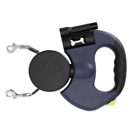 Uttrekkbart hundebånd, 360 hundebånd, dobbel Abs+nylonbånd, selvtrekkende bånd for små/middels/store hunder og katter (mørk grå)