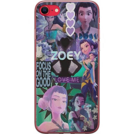 Kompatibel Mobilcover til Apple Apple iPhone SE (2022) Kpop Demon Hunters Zoey Fokus på det gode Love Me Purple Fantasy Art