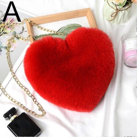 Hjerteformet Skulderveske Faux Otter Hår Kjærlighet Messenger Bag Mote Vinterveske 2025