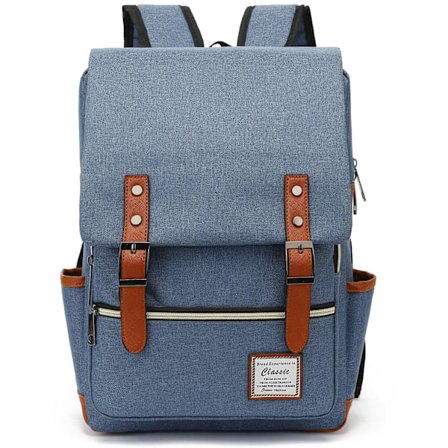 Unisex Canvas Ryggsäck Laptop Ryggsäck Skolväska Tillbaka till Skolan blå