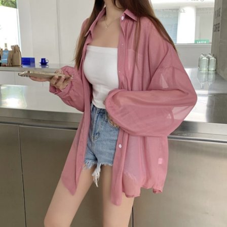 Dame Skjorte Bluse Langermet Topp MØRK ROSA