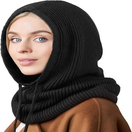 Vinterhatter for kvinner Balaclava Strikket lue Skull cap med snøring Varm hette skjerf lue