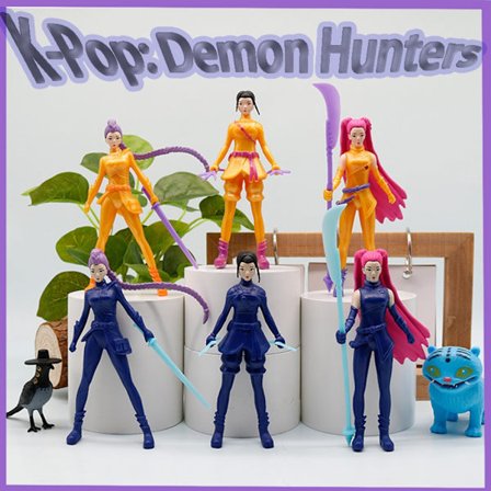 K-pop Anime Demon Hunter Figuurisetti - Rumi, Mira, Zoey, Tiger Söpöt pöytäpatsaat kodin sisustukseen 2025