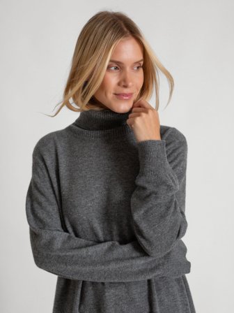 Kashmirgenser "Dagny polo" - dark grey. Fri frakt M
